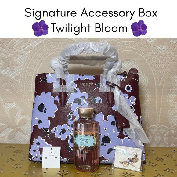 kate spade Handbags - NWT Kate Spade Satchel Bag🪻Twilight Bloom 🪻 Accessory Bundle